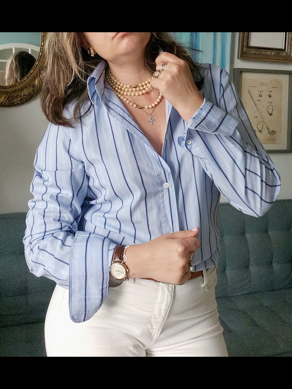 Dolce & Gabbana Light Blue Striped Button-Down Cotton Shirt